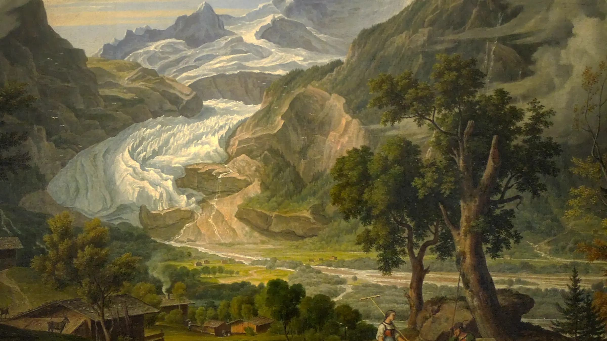 Grindelwald Glacier in the Alps, landscape painting by Joseph Anton Koch (1823).