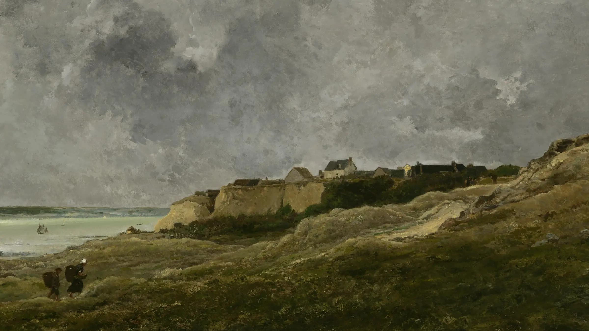 Cliffs at Villerville-sur-Mer, landscape painting by Charles-François Daubigny (1872).