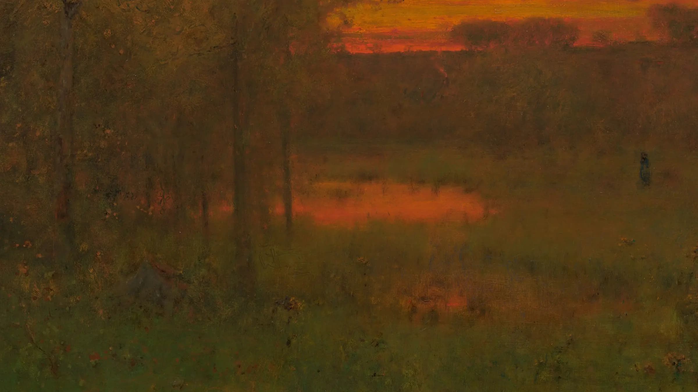 Landscape, Sunset, landscape painting by George Inness (1887).