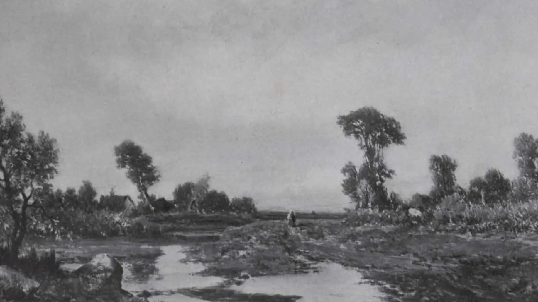 La ferme, by Théodore Rousseau, landscape painting by Théodore Rousseau (1909).