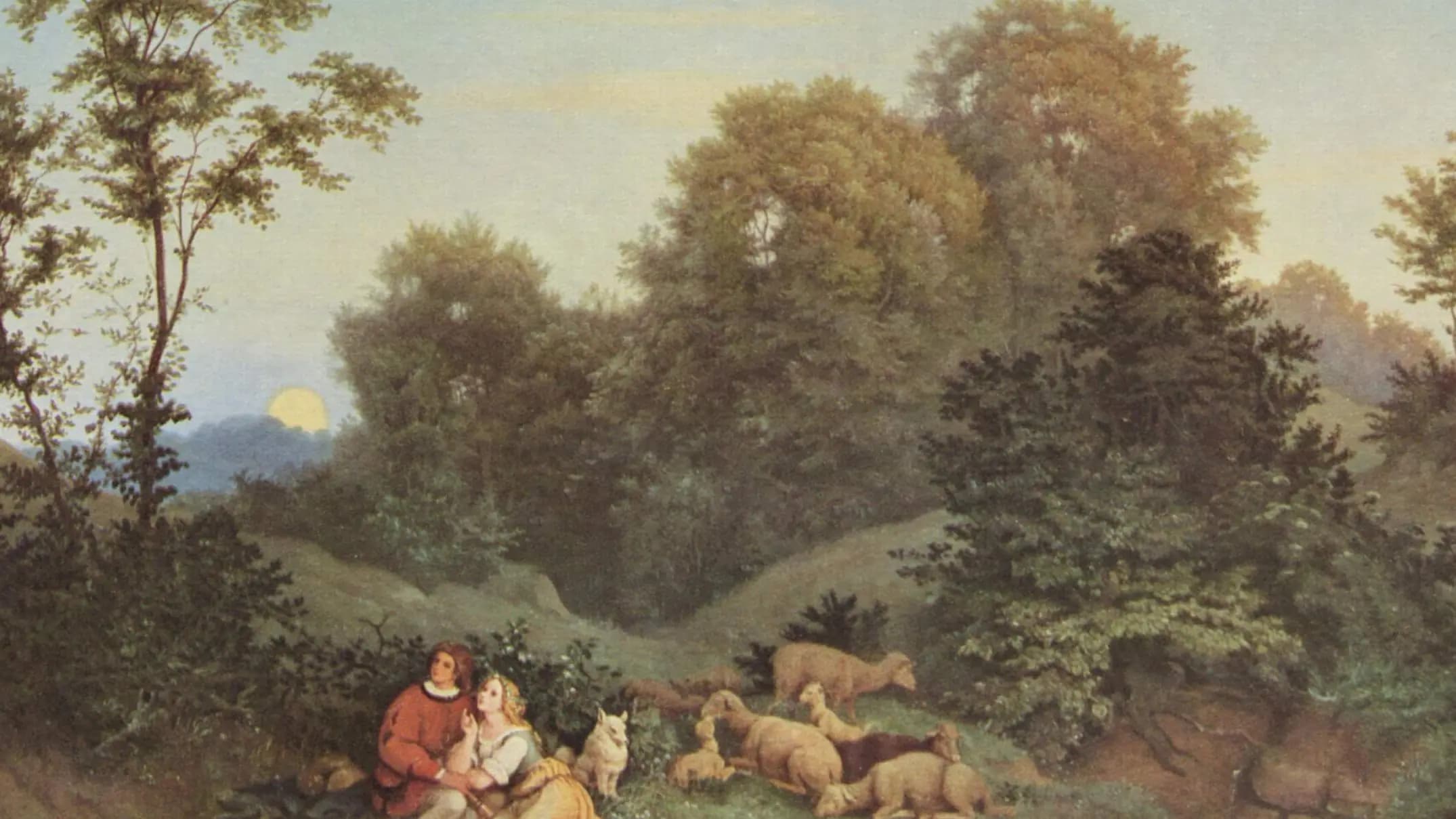 Frühlingsabend, landscape painting by Ludwig Richter (1844).
