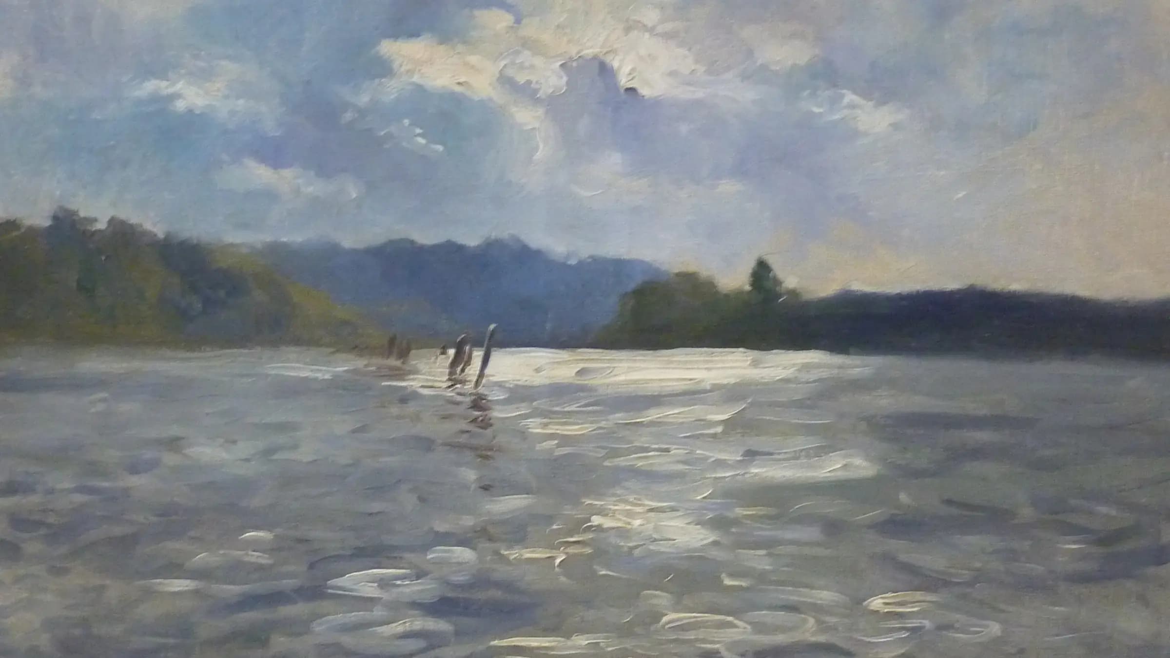 La Laïta à marée haute, landscape painting by Paul Huet (1865).