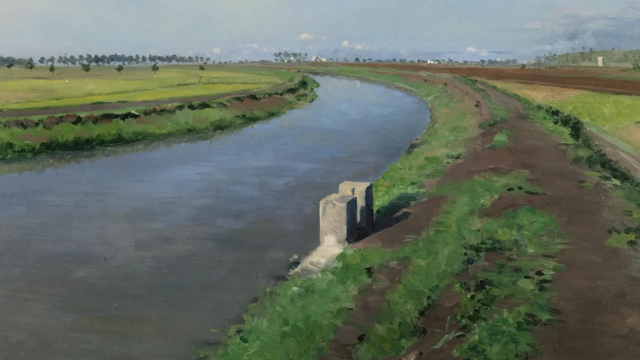 Banks of a Canal, near Naples, landscape painting by Gustave Caillebotte (1872).