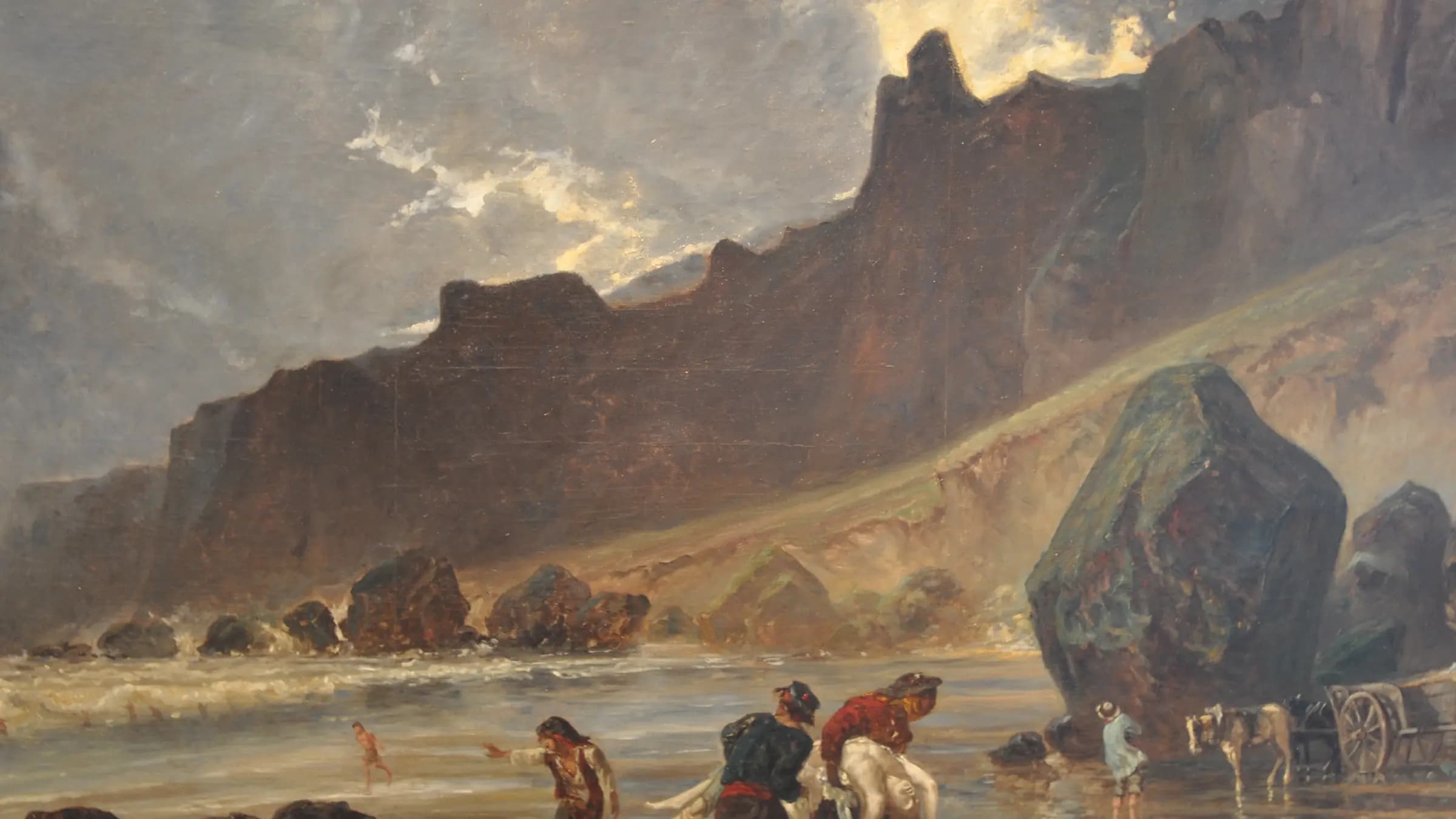Huet Paul, vue des falaises de Houlgate, landscape painting by Paul Huet.