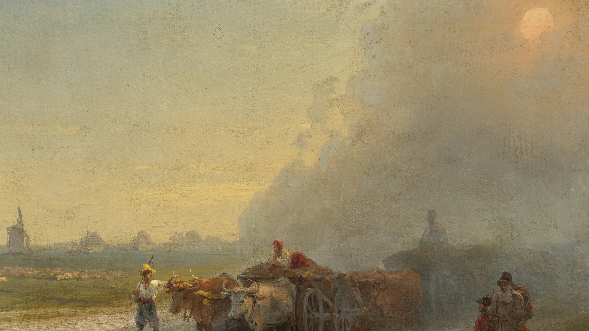 Ox-carts in the Ukrainian steppe, landscape painting by Ivan Aivazovsky (1888).