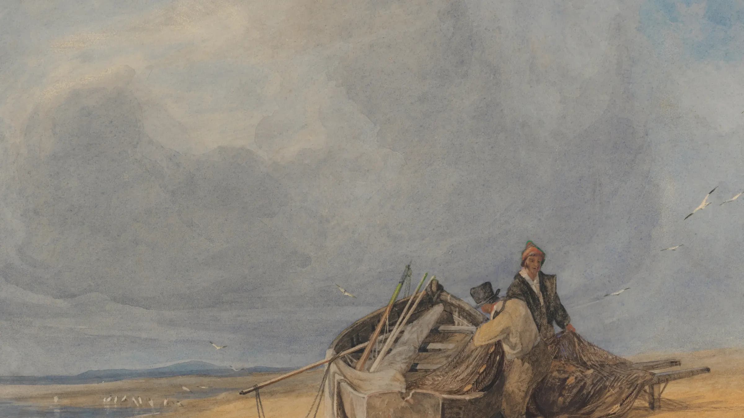Yarmouth Sands, Norfolk, landscape painting by John Sell Cotman (1820).