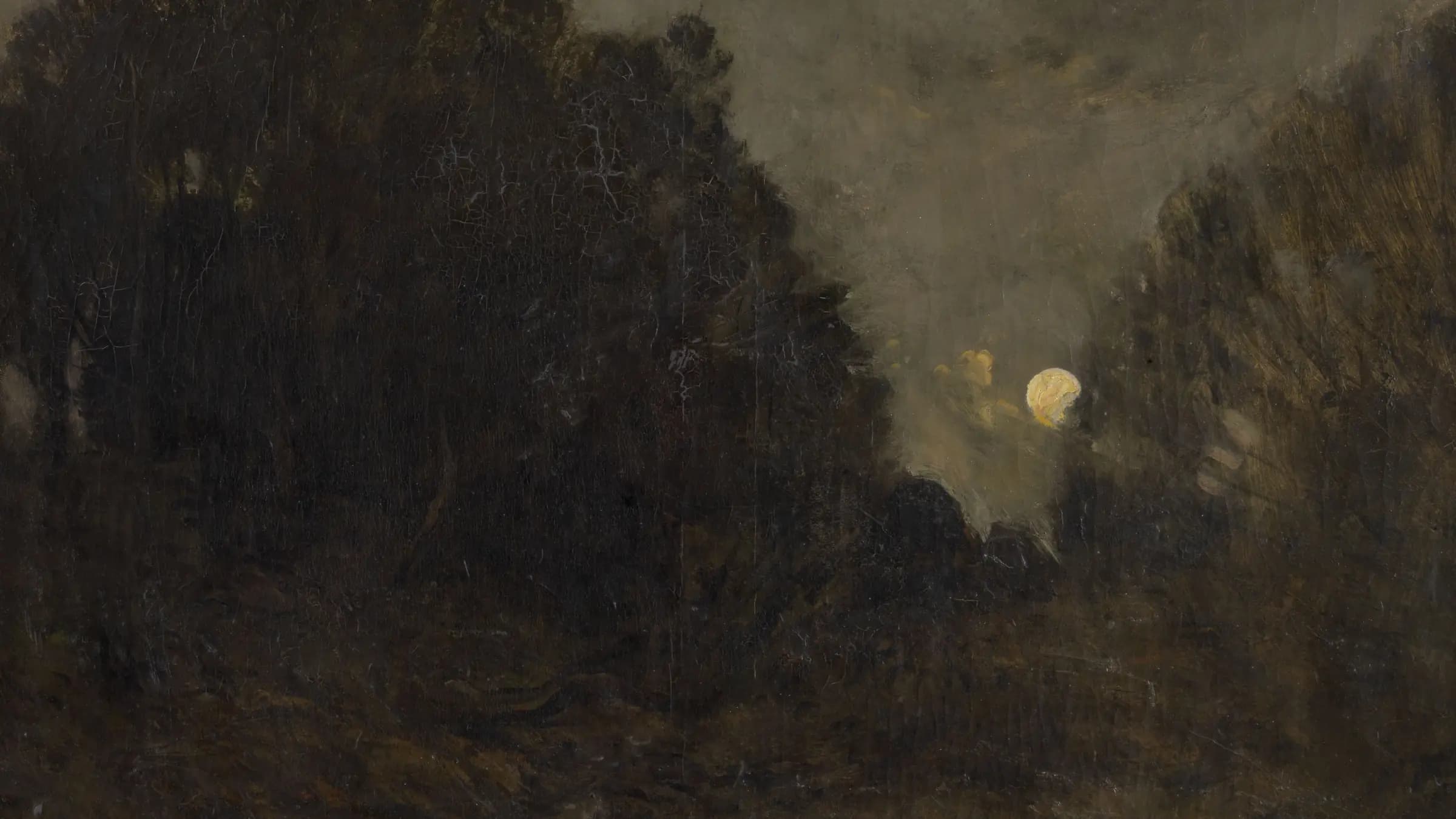 Moonrise at Barbizon, landscape painting by Charles-François Daubigny.