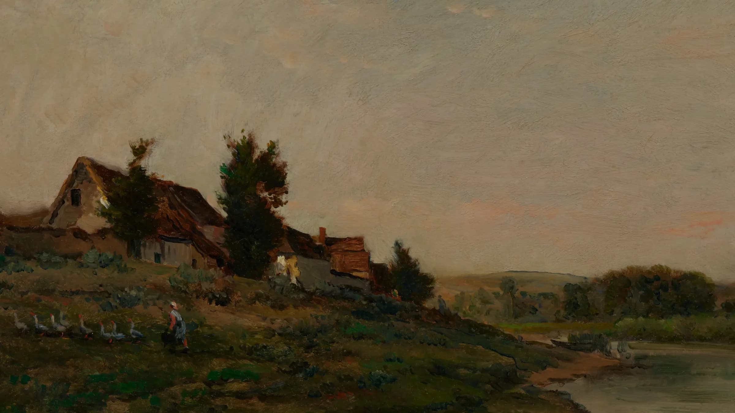 Le Chaumière, landscape painting by Charles-François Daubigny (1871).