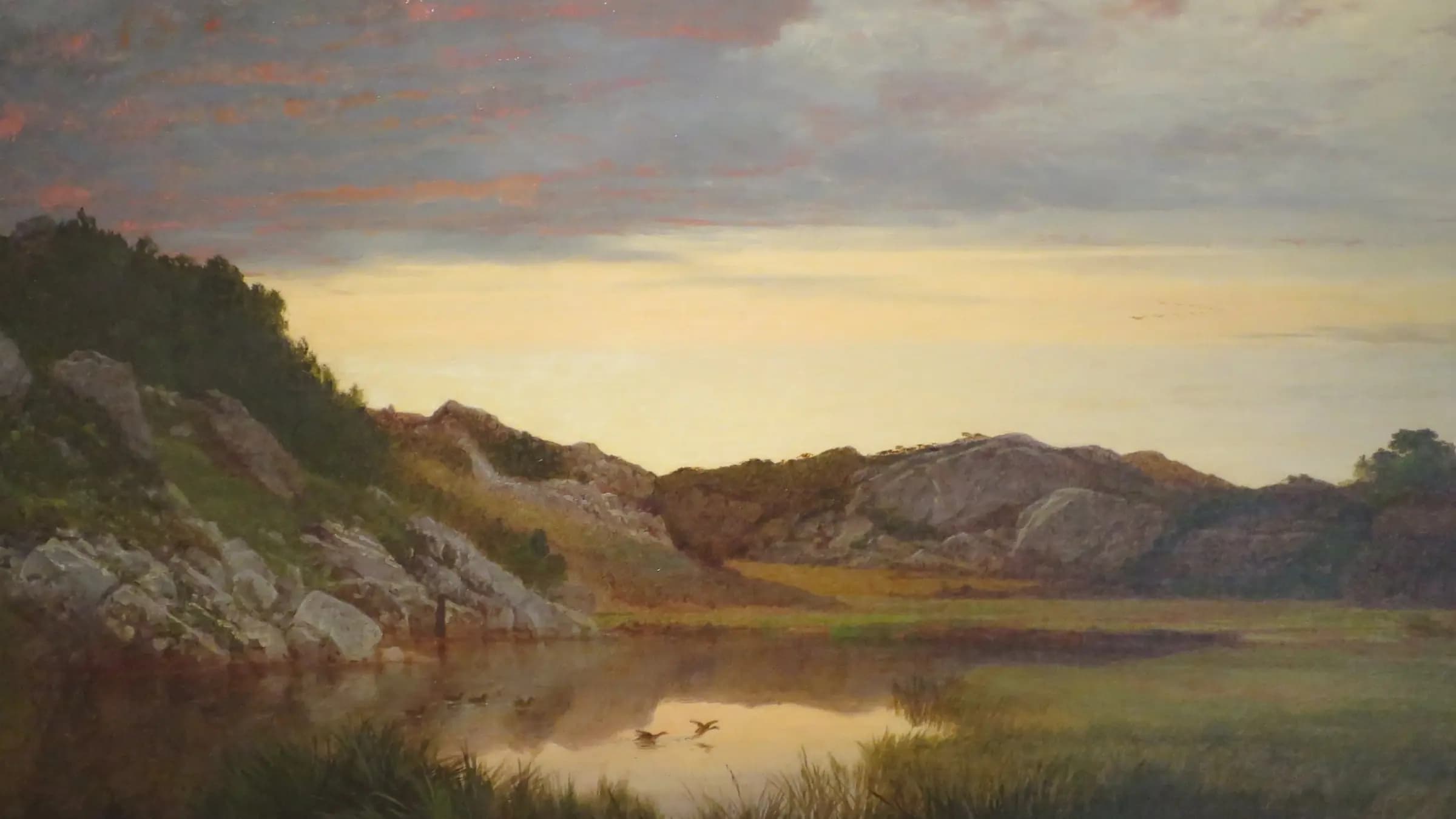 Sunrise among the Rocks of Paradise, Newport by John Frederick Kensett, 1859, landscape painting by John Frederick Kensett (1859).