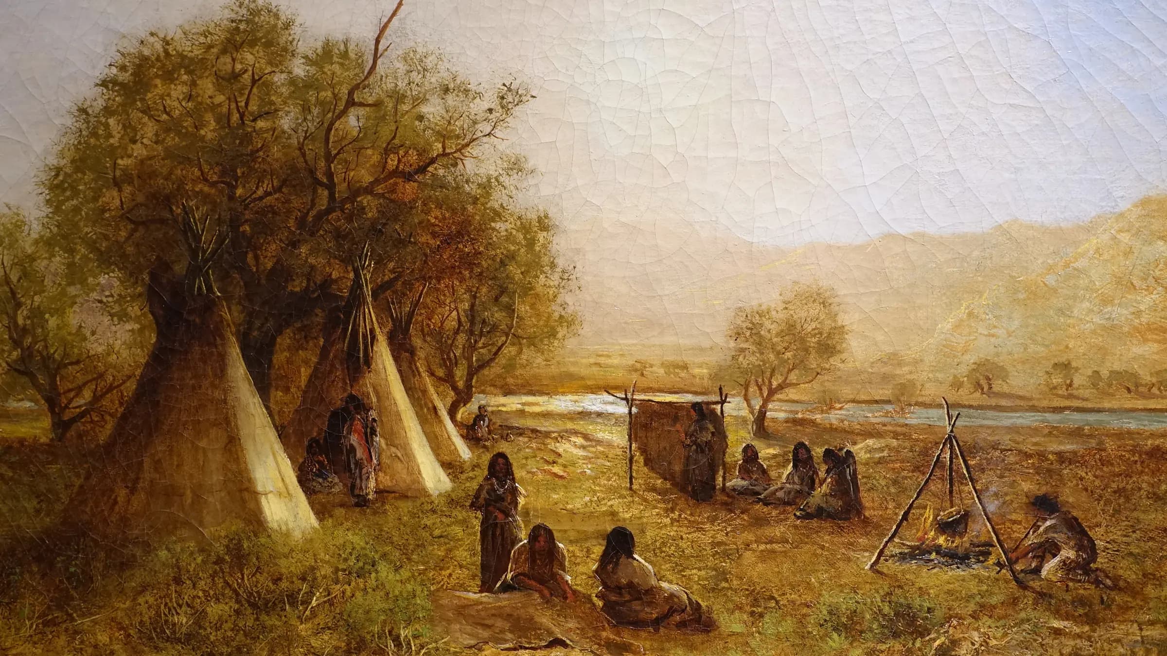 Cheyenne Encampment by Ralph Blakelock, c. 1873, oil on canvas - Portland Art Museum - Portland, Oregon - DSC08745, landscape painting by Ralph Albert.