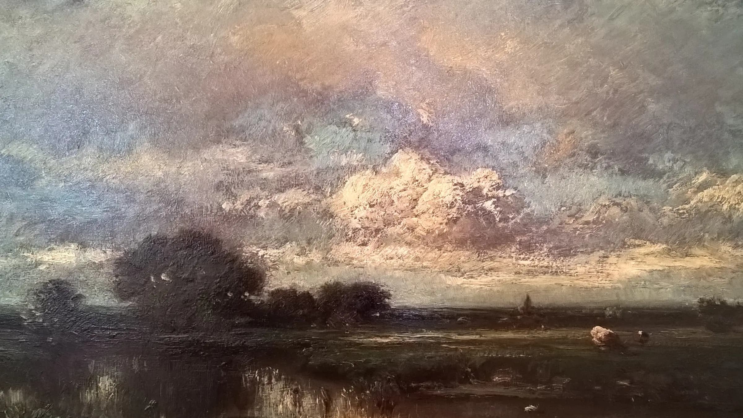 Pâturage au bord d'une mare Portuguese: Paisagem, landscape painting by Jules Dupré (1850).