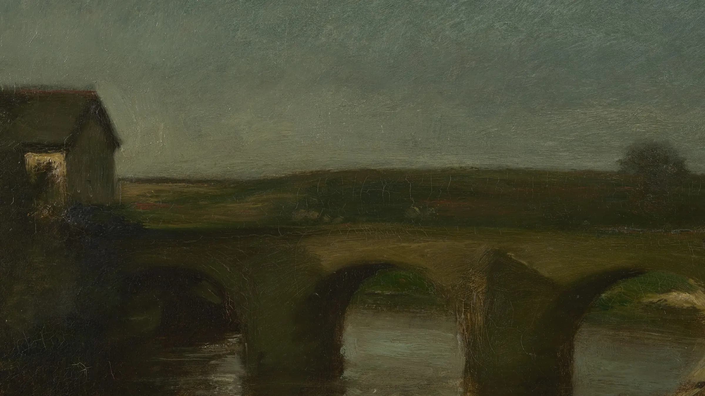 Brug naar L'Isle-Adam Bridge to L'Isle-Adam, landscape painting by Jules Dupré (1871).