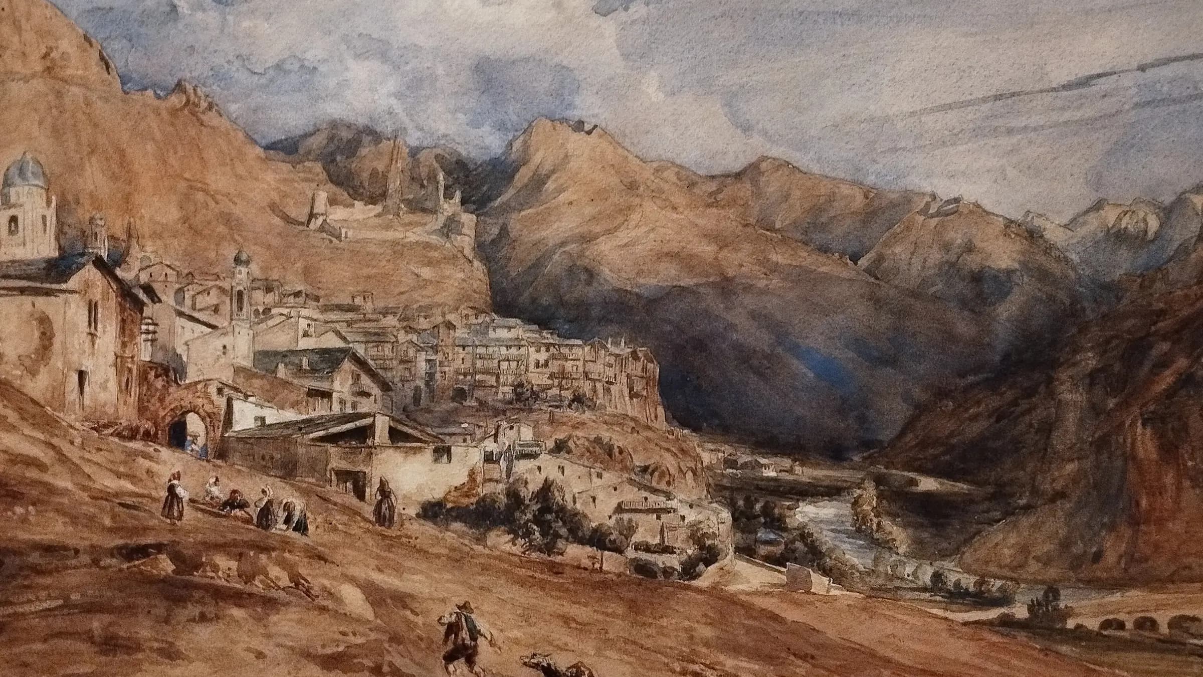 Vue de la corniche Rocca Brune, landscape painting by Paul Huet.