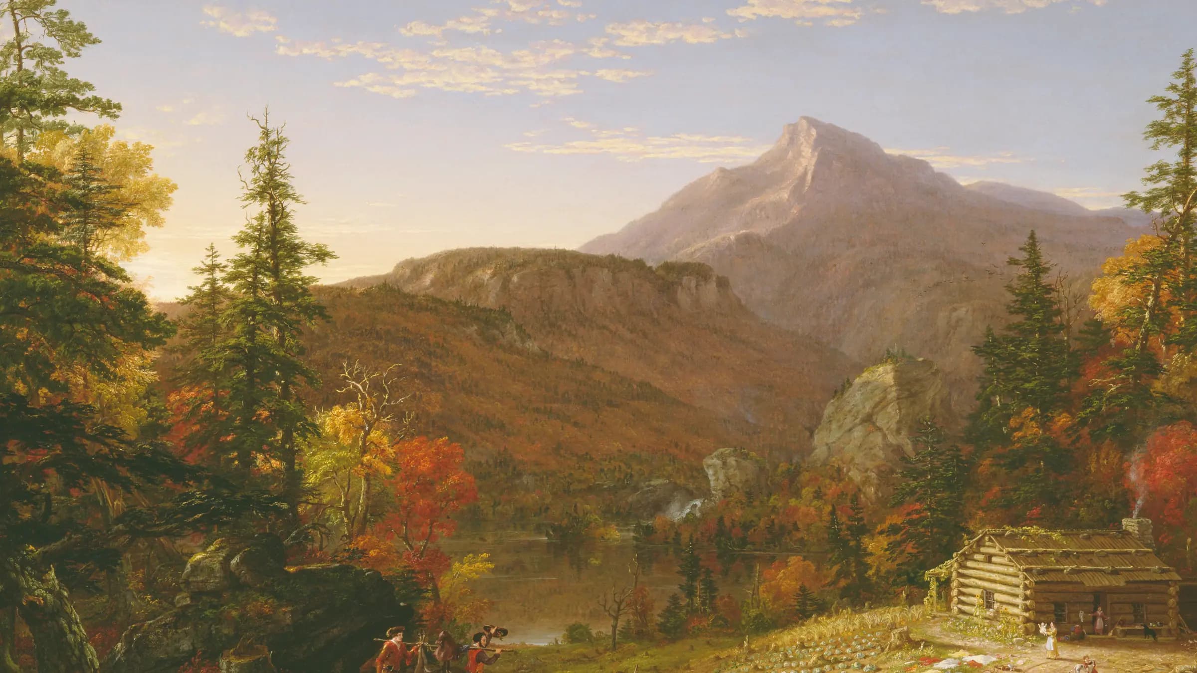 The Hunter's Return, landscape painting by Thomas Cole (1845).