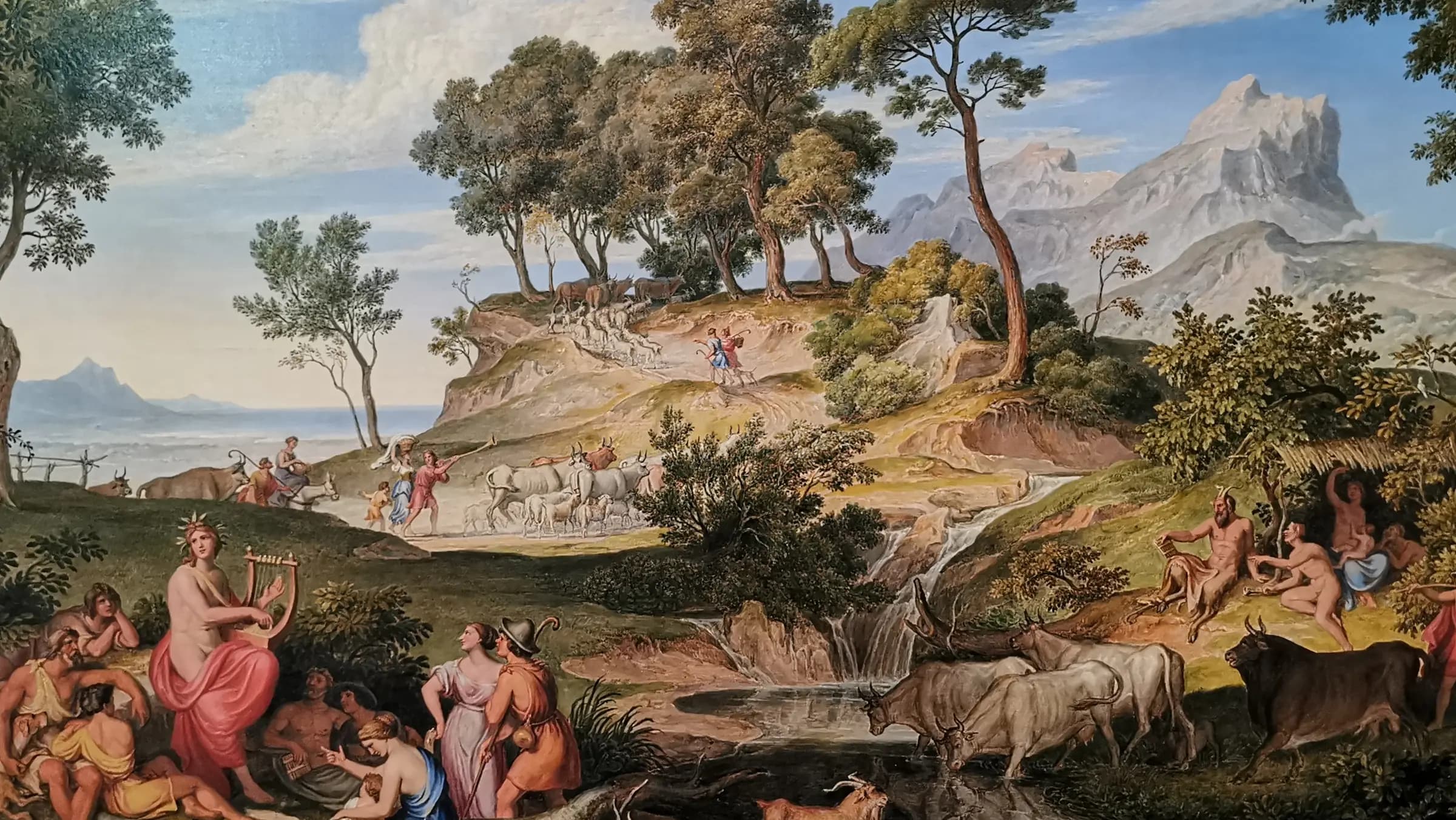 Apollo unter den HirtenApollo among the shepherds, landscape painting by Joseph Anton Koch (1837).