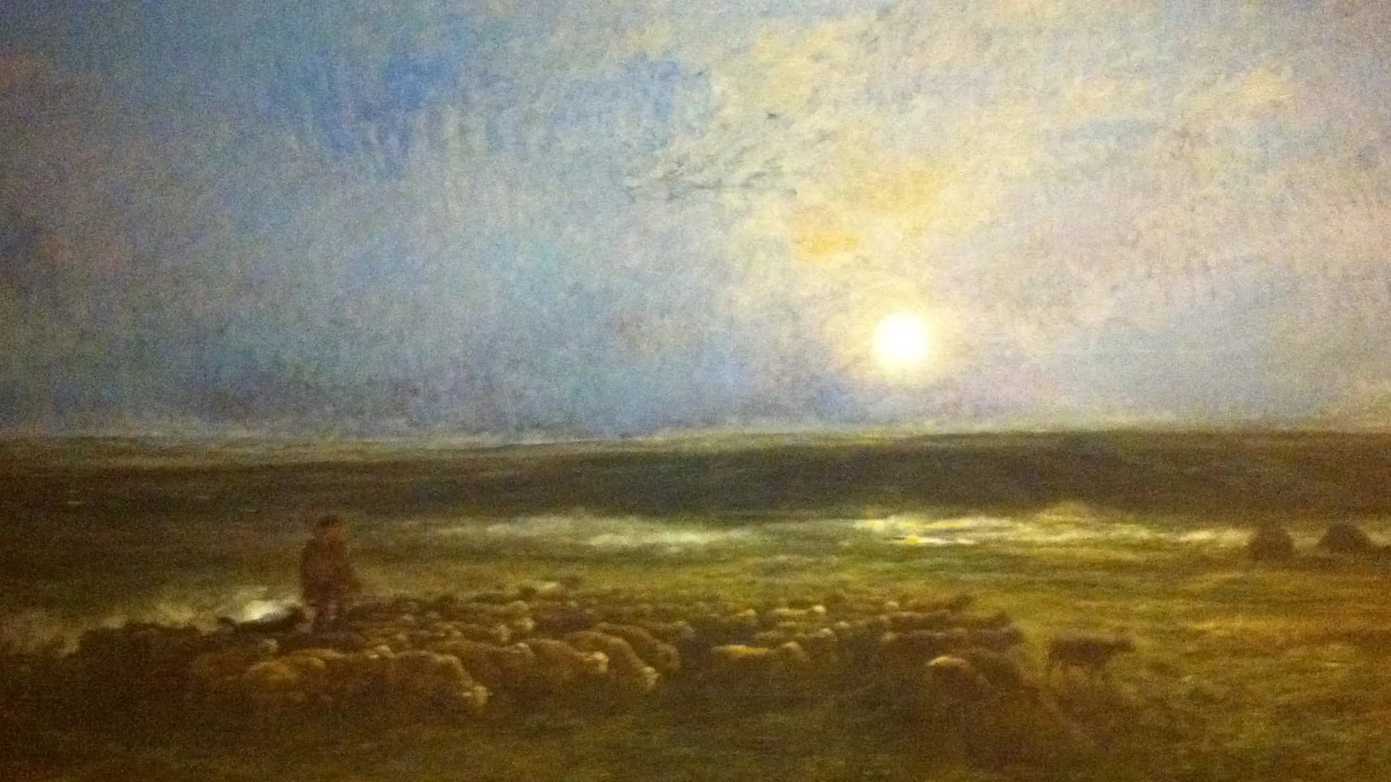 Lever de lune à Auvers ou le retour du troupeau., landscape painting by Charles-François Daubigny (1878).