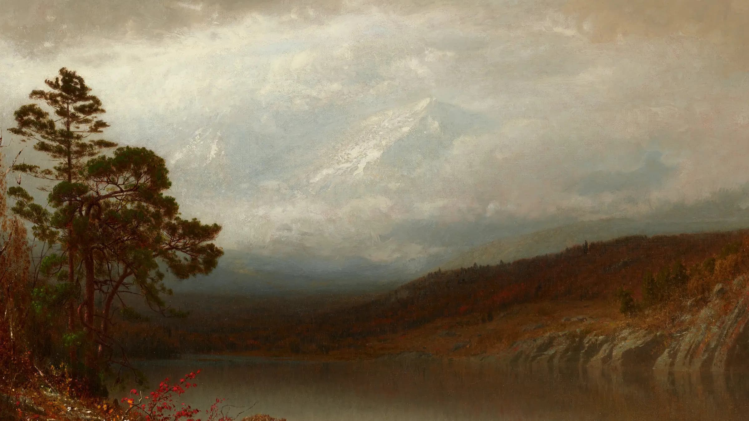 Autumn in the Adirondacks, landscape painting by Alexander Helwig Wyant (1872).