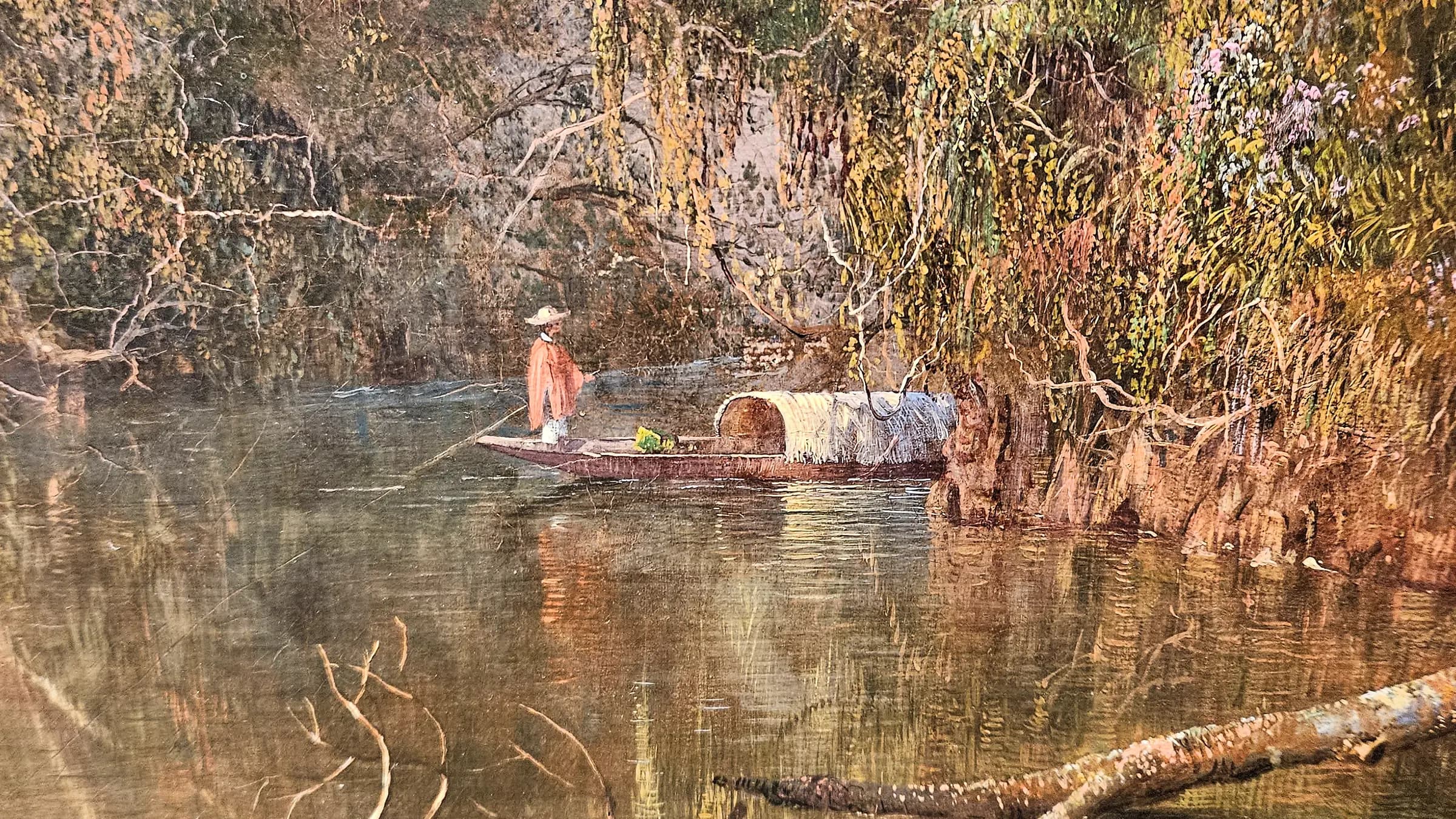 Chimborazo - canoe 2 detail - HNT, landscape painting by Frederic Edwin Church.