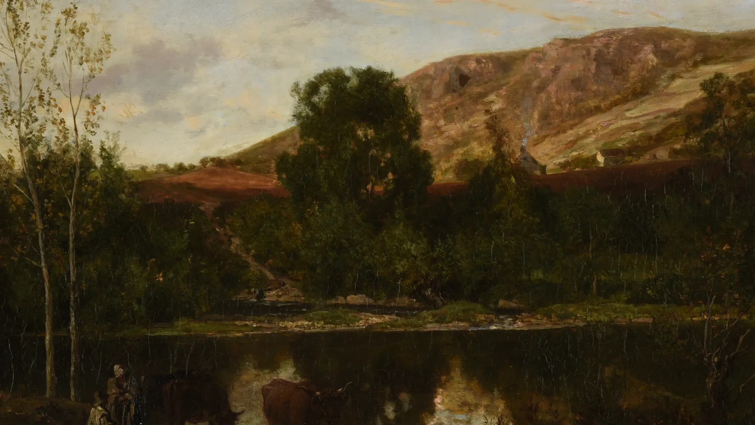 Paysage, étang, landscape painting by Charles-François Daubigny (1847).