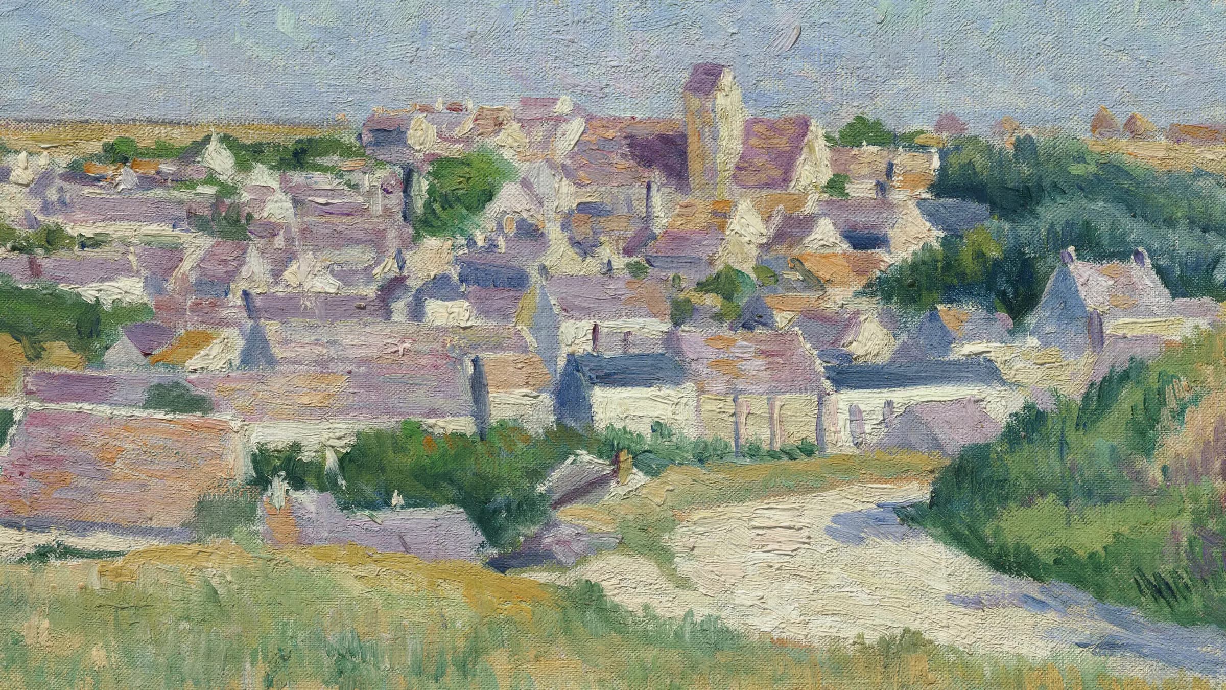 Moulineux, l’entrée du village, landscape painting by Maximilien Luce (1903).