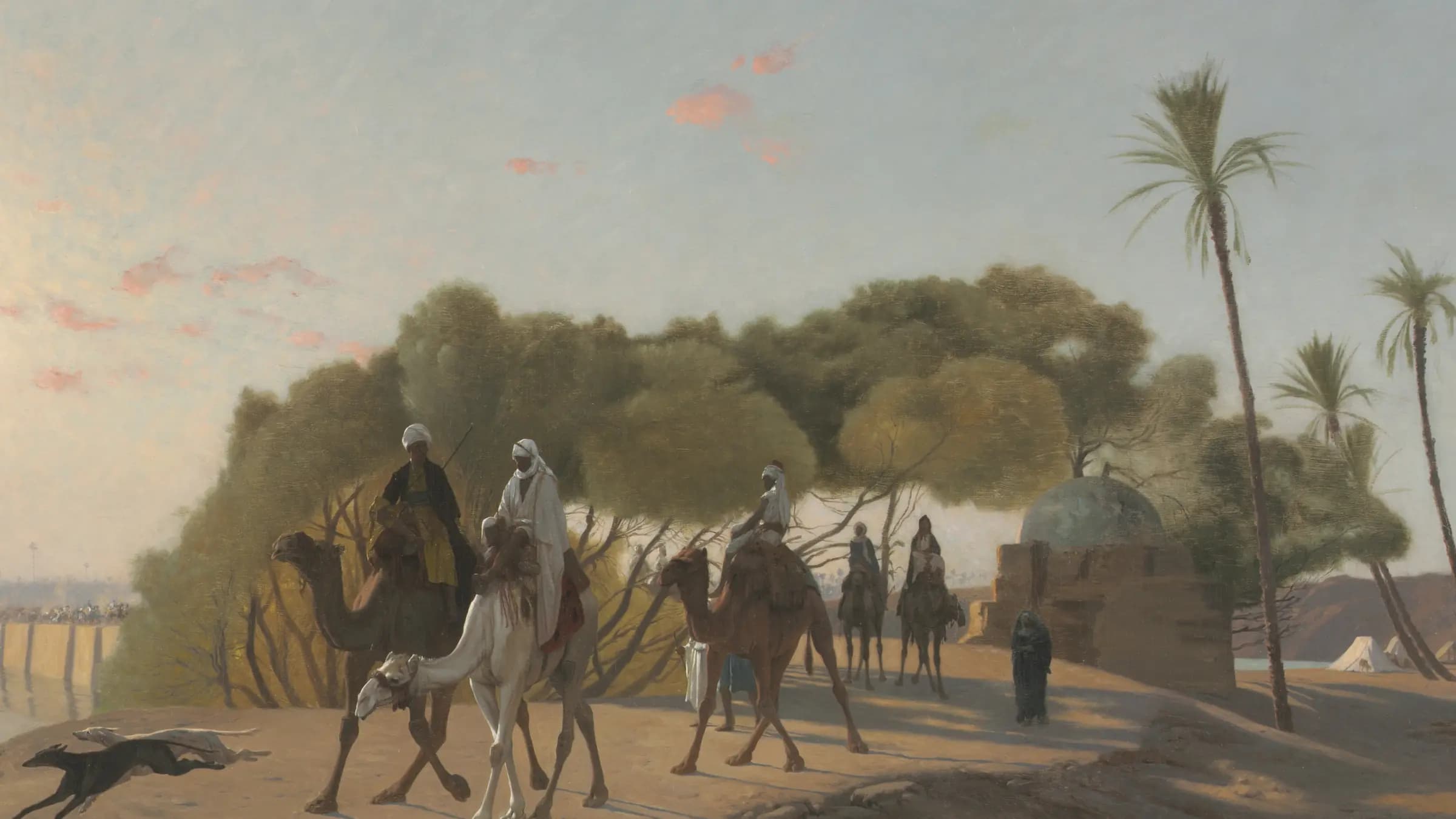 Leaving the Oasis, landscape painting by Jean-Léon Gérôme (1880).