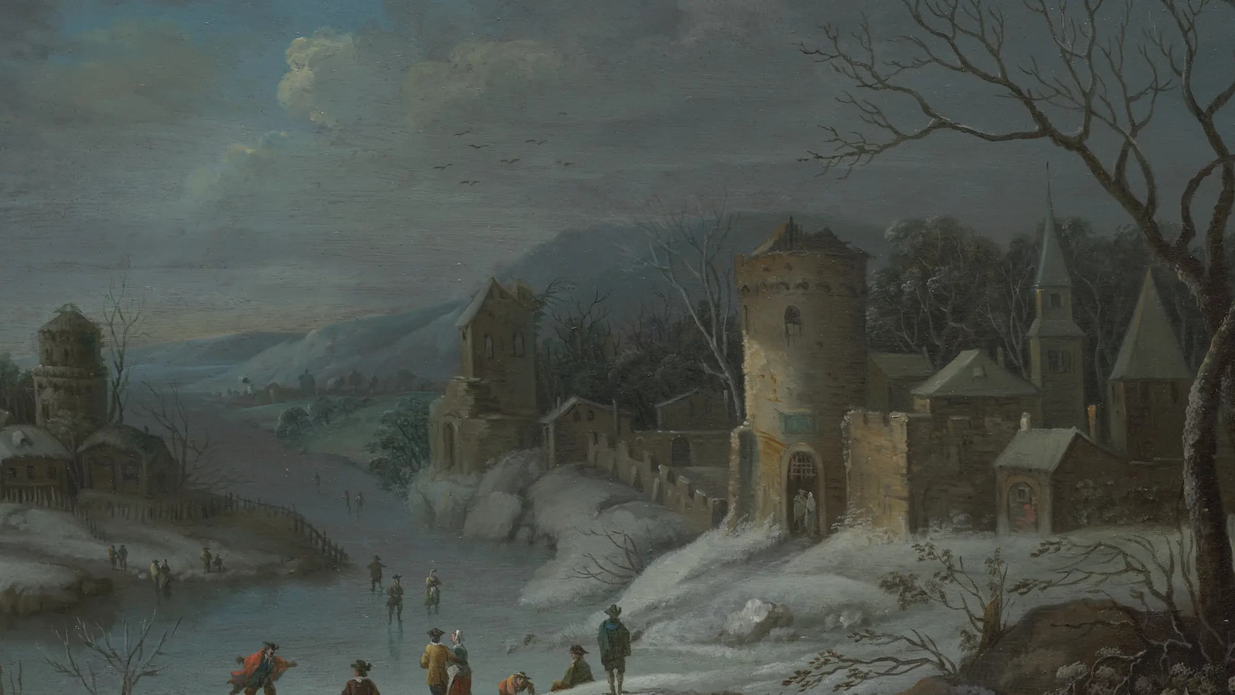 Winter Landscape, landscape painting by Jan Griffier (1680).
