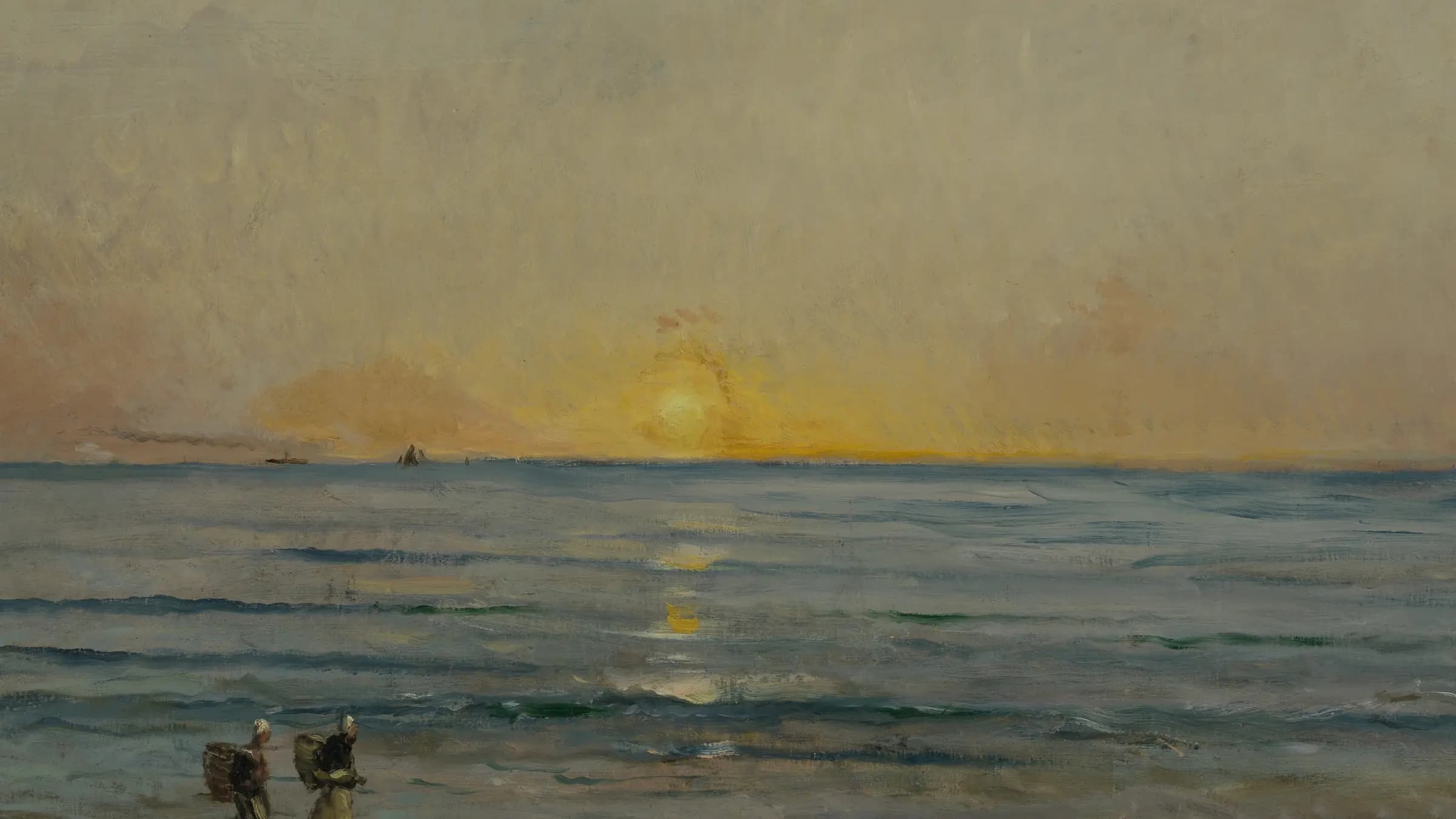Sunset near Villerville, landscape painting by Charles-François Daubigny (1876).