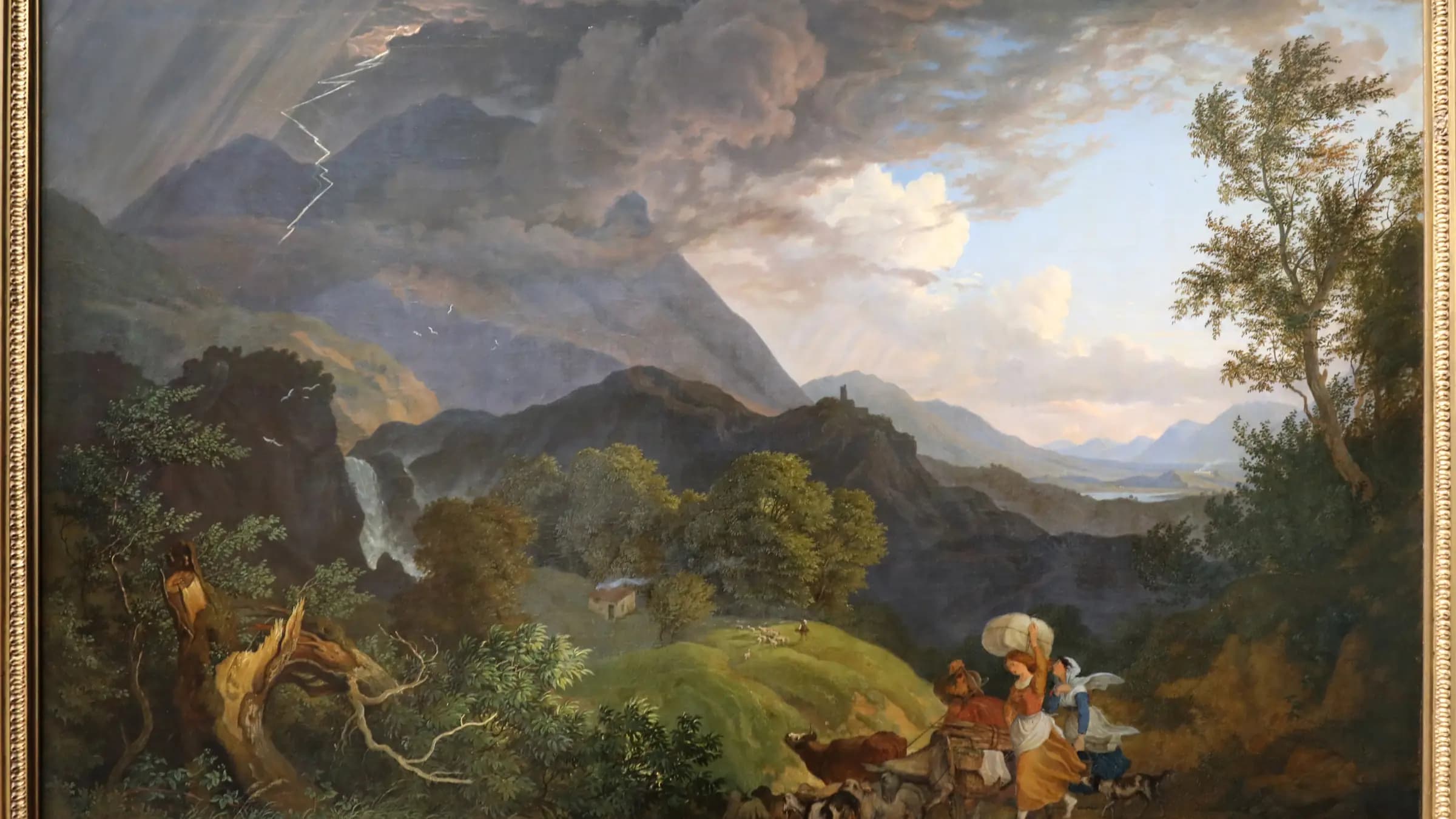 Ludwig richter, tempesta sul monte scalambra presso olevano nei monti sabini, 1830, 01, landscape painting by Ludwig Richter (1830).