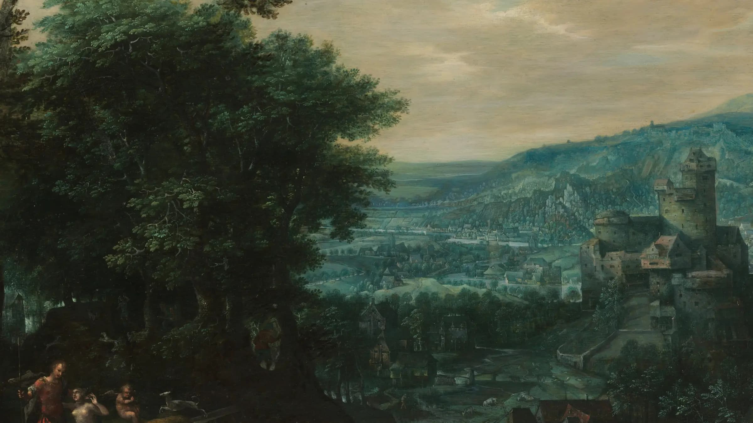 Landscape with Venus and Adonis, landscape painting by Gillis van Coninxloo (1580).