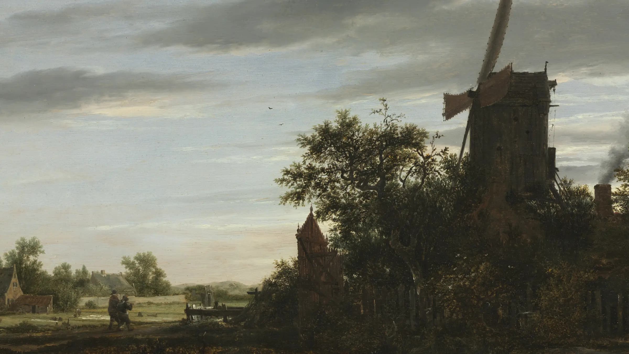 Landscape with a Windmill, landscape painting by Jacob van Ruisdael (1646).