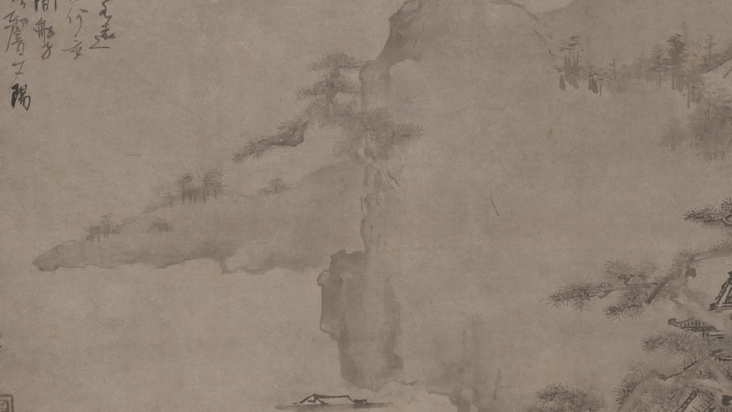 Coastal Landscape, landscape painting by Iwasa Matabei (1573).
