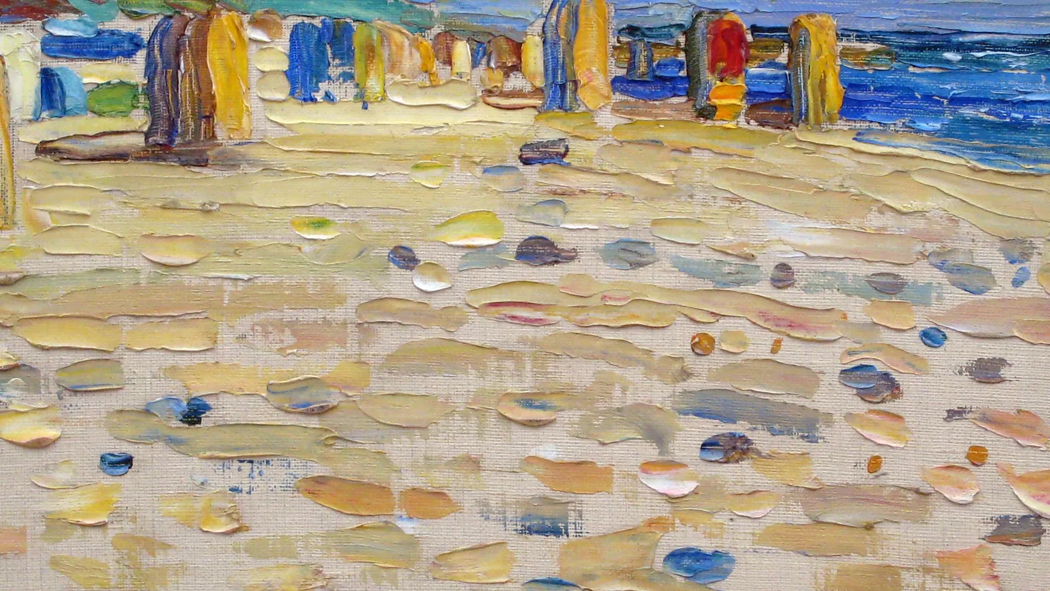 Holland – Strandkörbe Holland - Beach chairs, landscape painting by Wassily Kandinsky (1904).