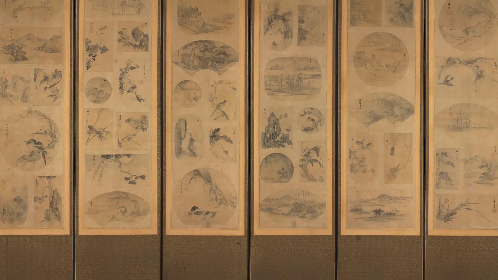 Painting of One Hundred Themes (obverse), landscape painting by Unknown (1869).