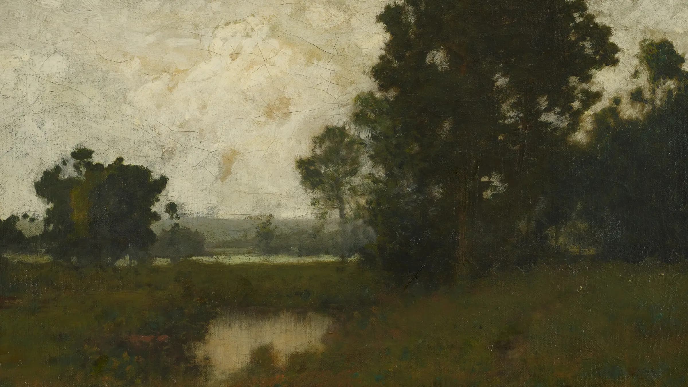 A Pool in the Meadow, landscape painting by Alexander Helwig Wyant (1870).