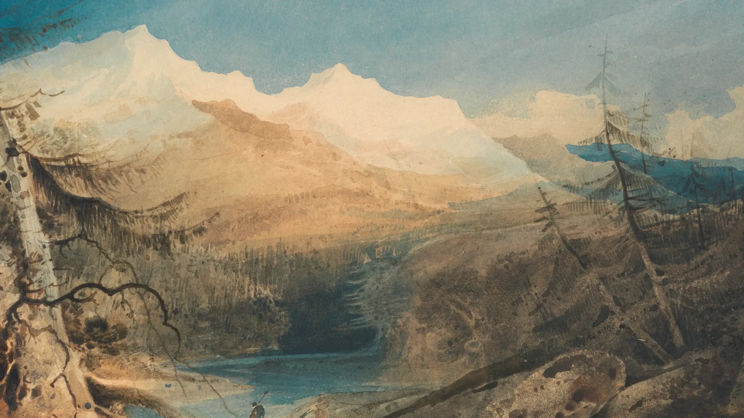 Mountainous Landscape, North Wales, landscape painting by John Sell Cotman (1802).