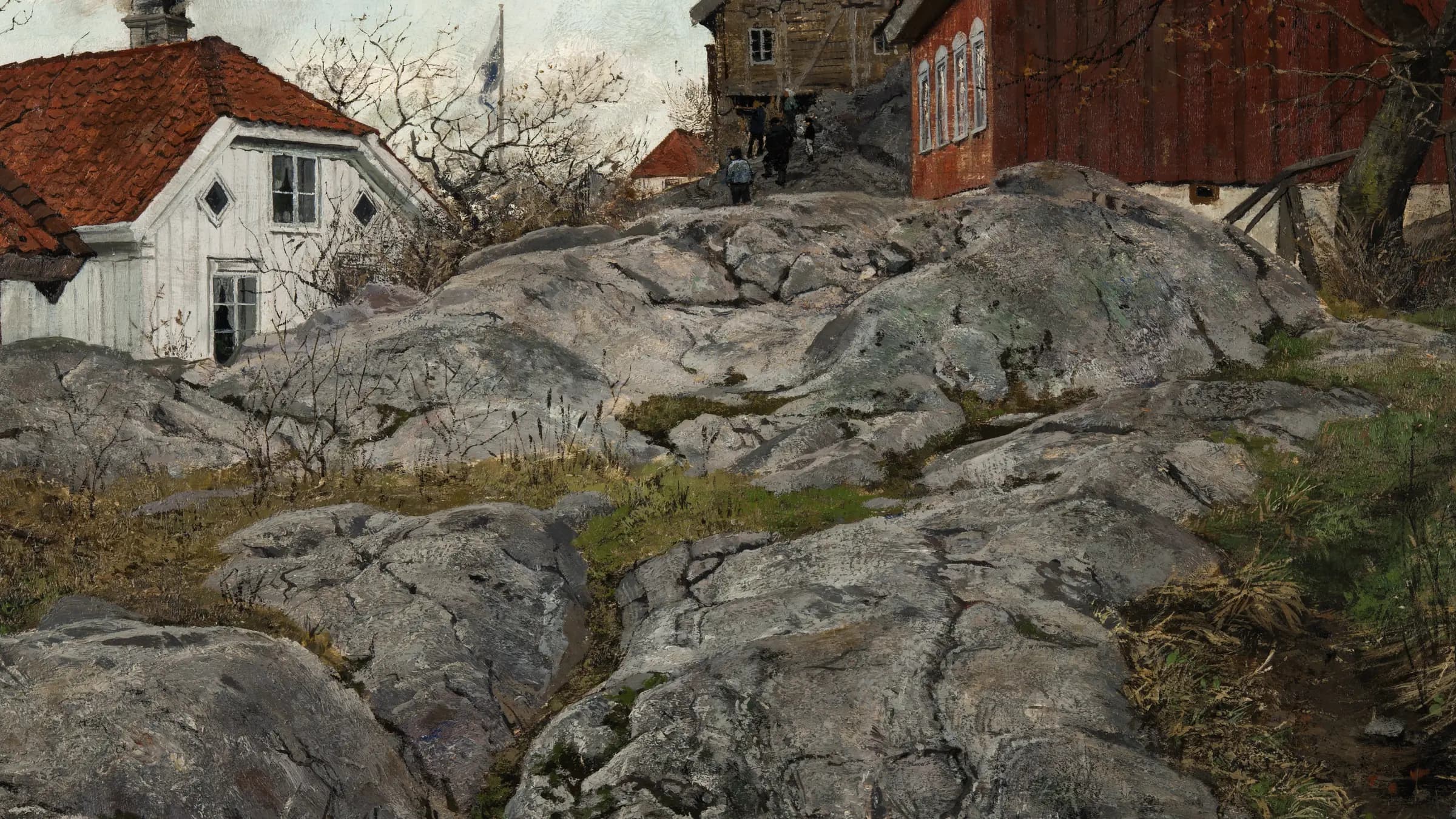 Rock, Motif from Kragerö, landscape painting by Frits Thaulow (1882).