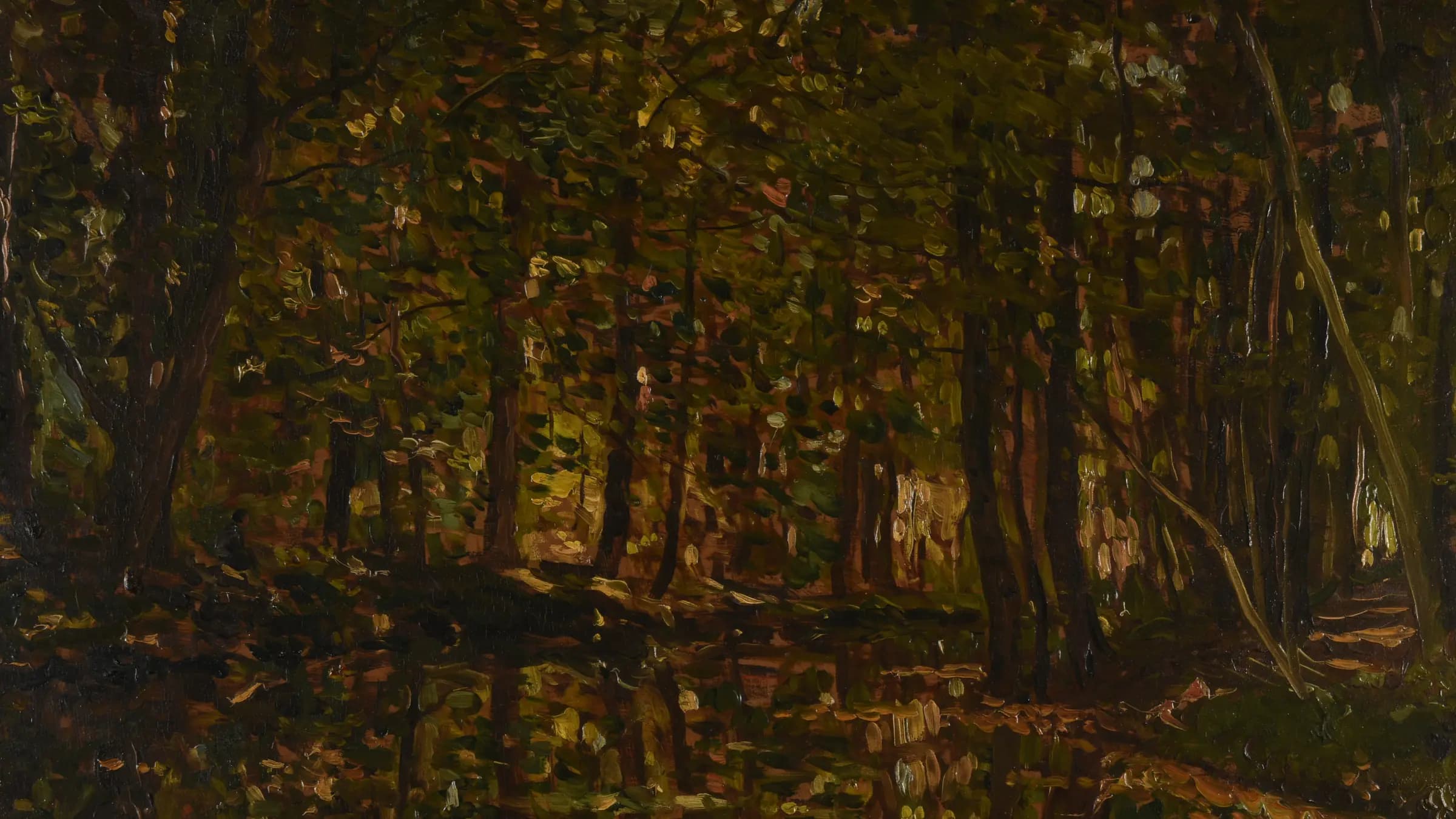 Ruisseau sous bois, landscape painting by Charles-François Daubigny (1866).