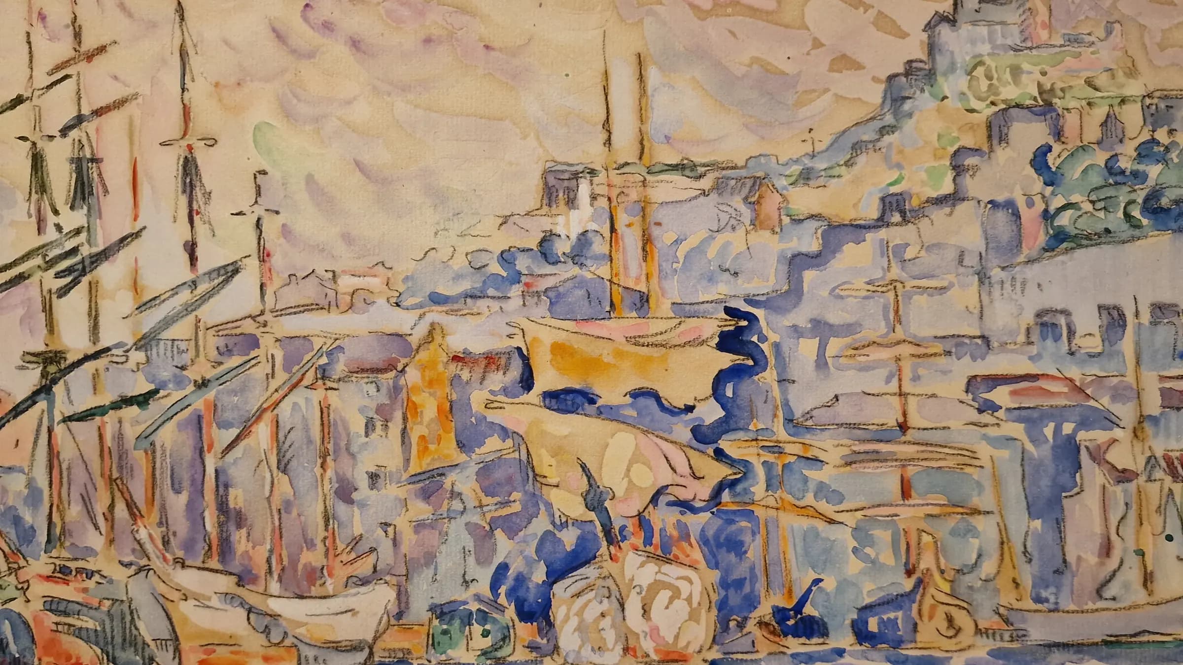 The Old Port at Marseille, landscape painting by Paul Signac (1907).