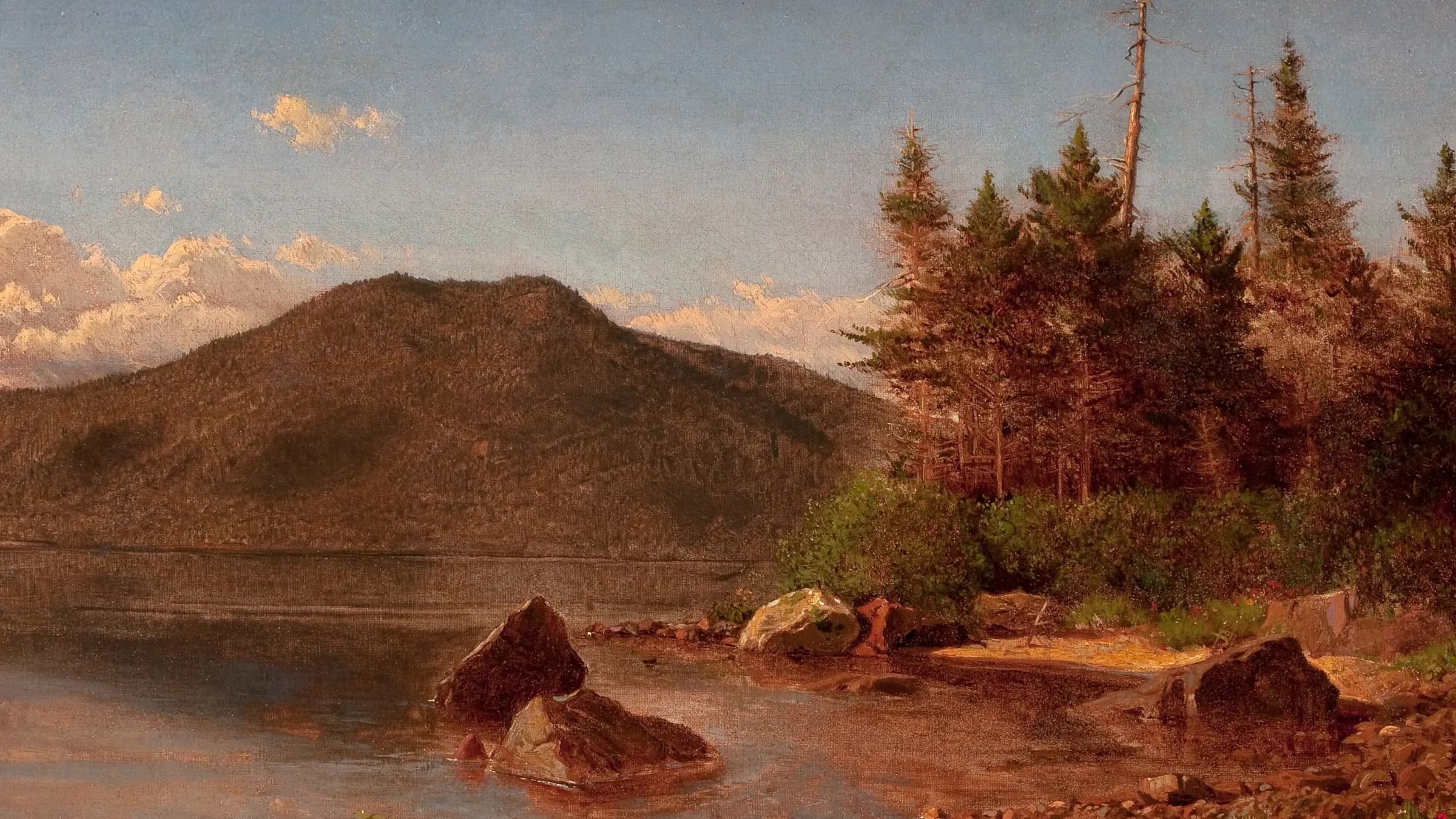 Adirondack Lake, landscape painting by Alexander Helwig Wyant (1868).