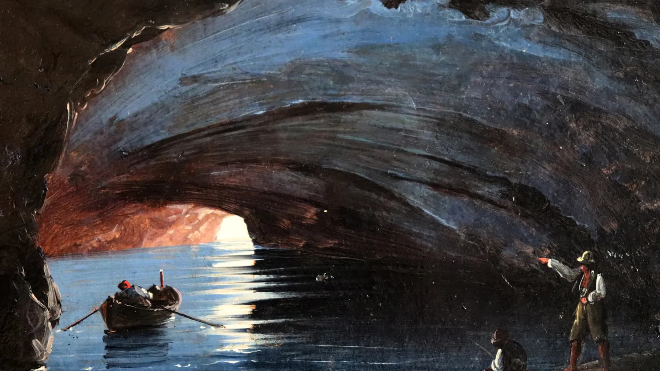 Ivan Aivazovsky, La Grotta Azzura di Capri, 1841, huile sur papier, landscape painting by Ivan Aivazovsky (1841).
